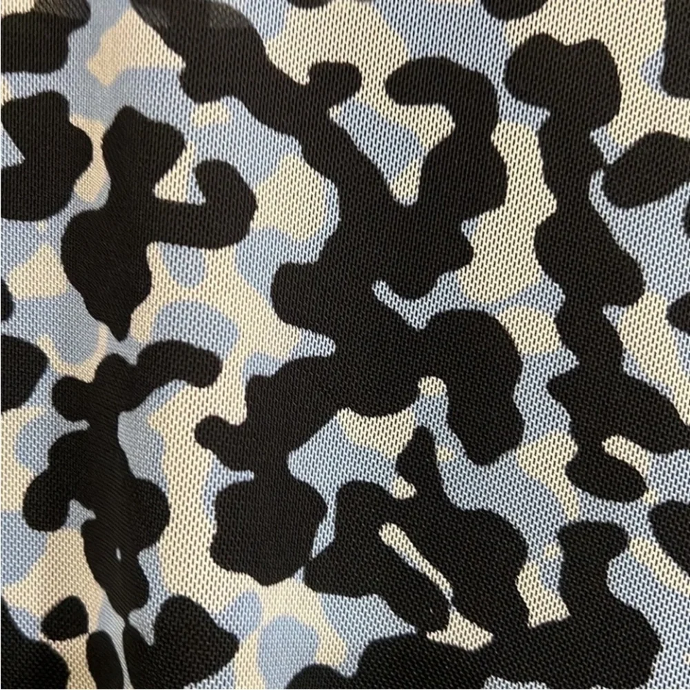 White House Black Market Chic blue Long Sleeve edgy sheer Mesh cowl Turtleneck - Picture 7 of 8